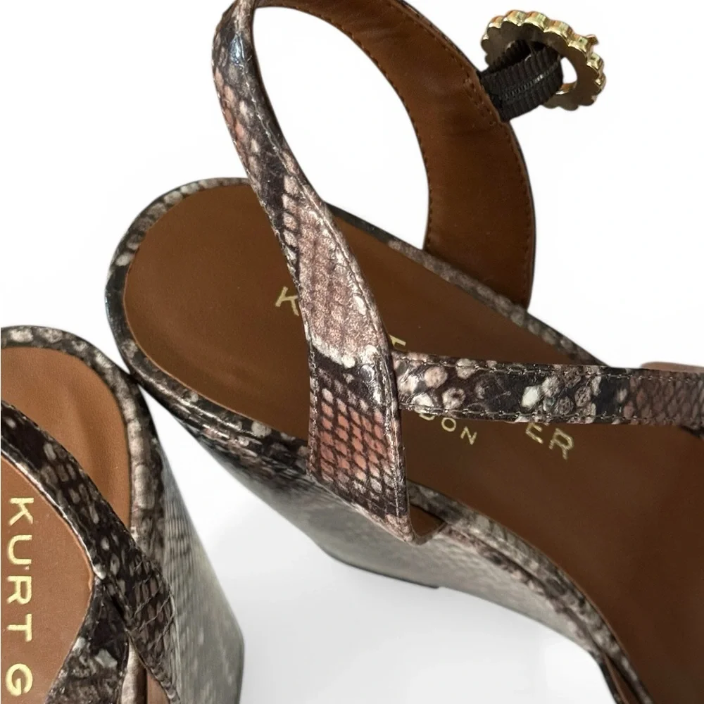 Kurt Geiger London Archer Snake-Embossed Wedge Platform Sandals